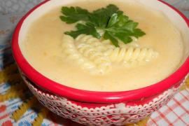 Картофельный крем-суп с макаронами
