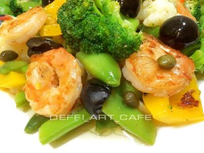 Романтичный салат с креветками и овощами 'Аль денте'